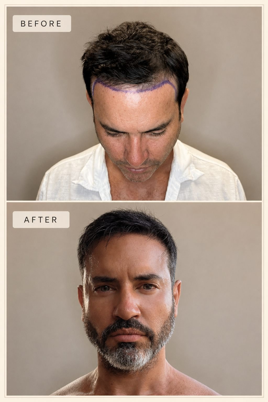 FUE hair transplant patient with restored density months after the procedure at The Edit